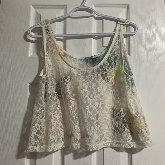 3 for $15 Charlotte Russe White Lace Crop Top - Picture 2 of 7